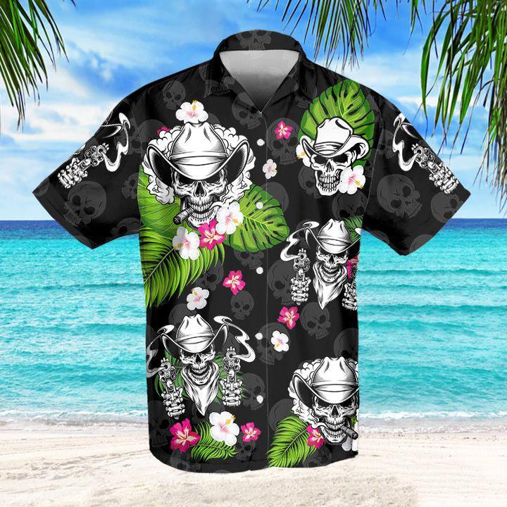 SKULL COWBOY TROPICAL HAWAIIAN SHIRT