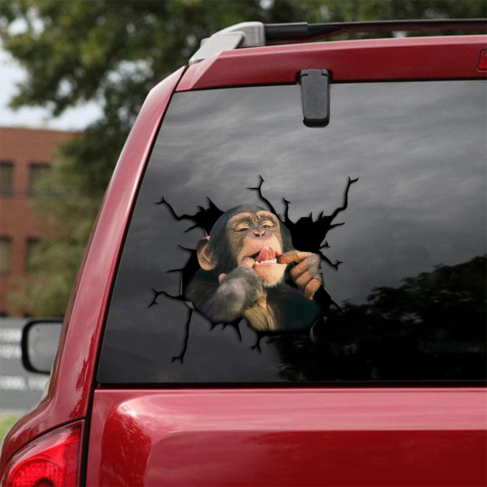 [sk1578-snf-tpa]-gorilla-crack-car-sticker-animals-lover