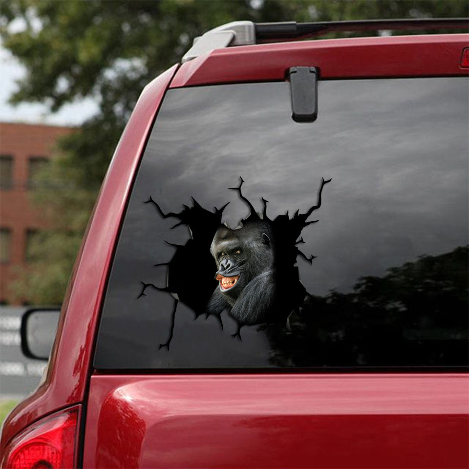 [sk1581-snf-tpa]-gorilla-crack-car-sticker-animals-lover
