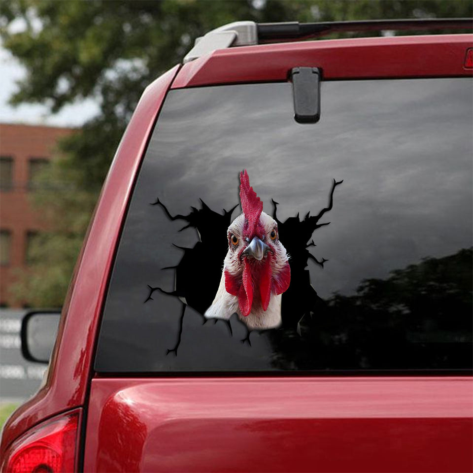 [sk1678-snf-tpa]-chicken-crack-car-sticker-poultry-lover