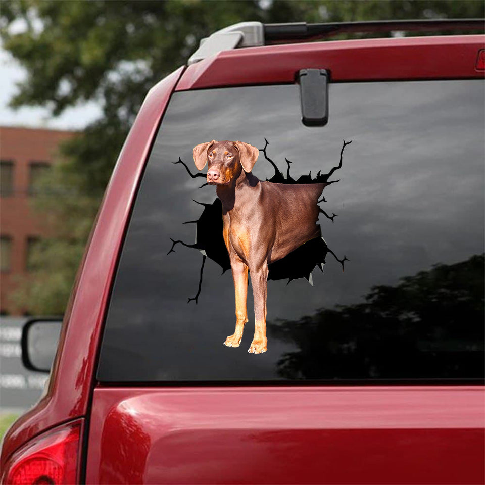 Doberman Crack Sticker Chart Pretty Cute Big Stickers Thank You Gifts - Dog Lovers die-cut waterproof vinyl sticker decal