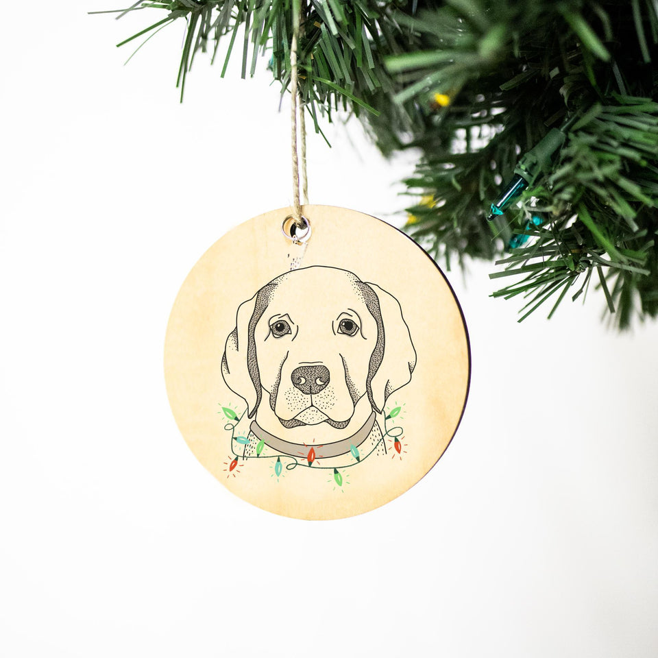 Christmas Lucky Lab Christmas Ornament, Christmas Gift, Circle Ornament