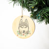 Christmas Lucky Husky Christmas Ornament, Christmas Gift, Circle Ornament
