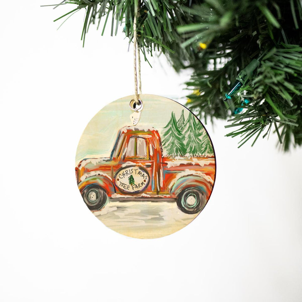 Christmas Tree Farm Christmas Ornament, Christmas Gift, Circle Ornament