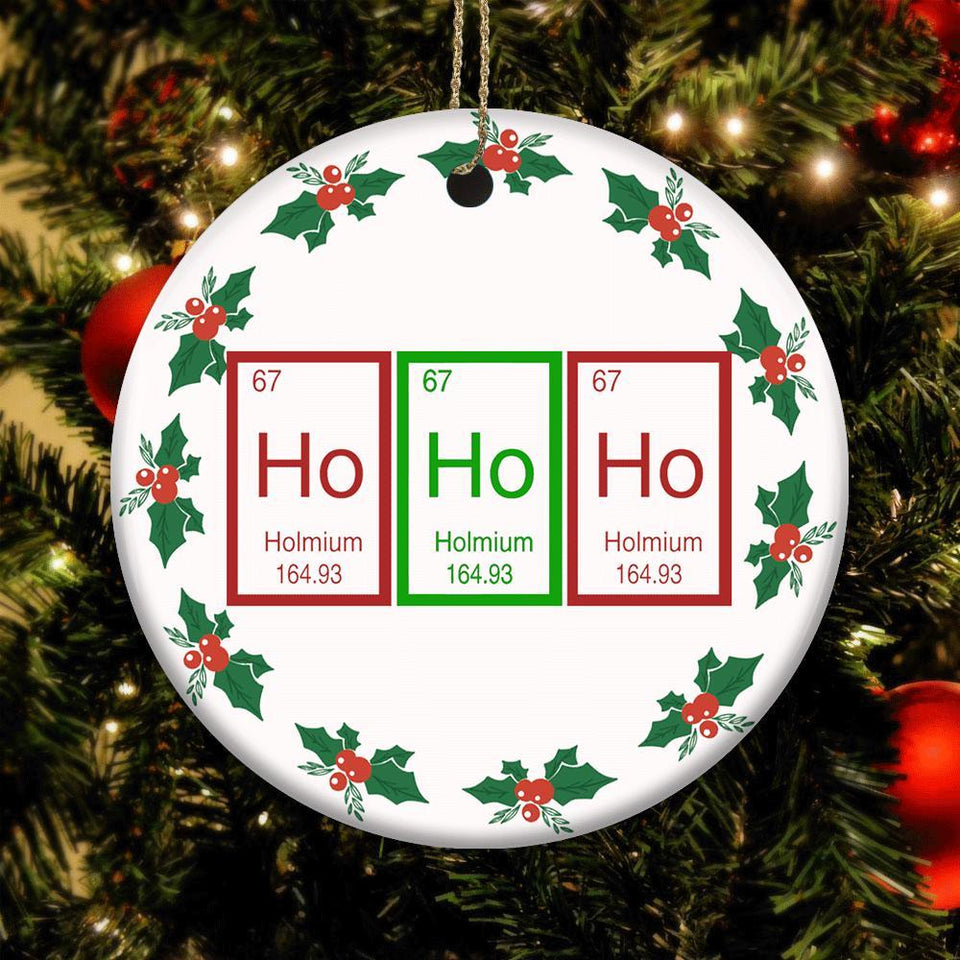 Chemistry Ho Ho Ho, Christmas Ornament, Christmas Gift, Circle Ornament