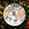 Cat Ornament Cartoon Cute Face Cats, Christmas Ornament, Christmas Gift, Circle Ornament
