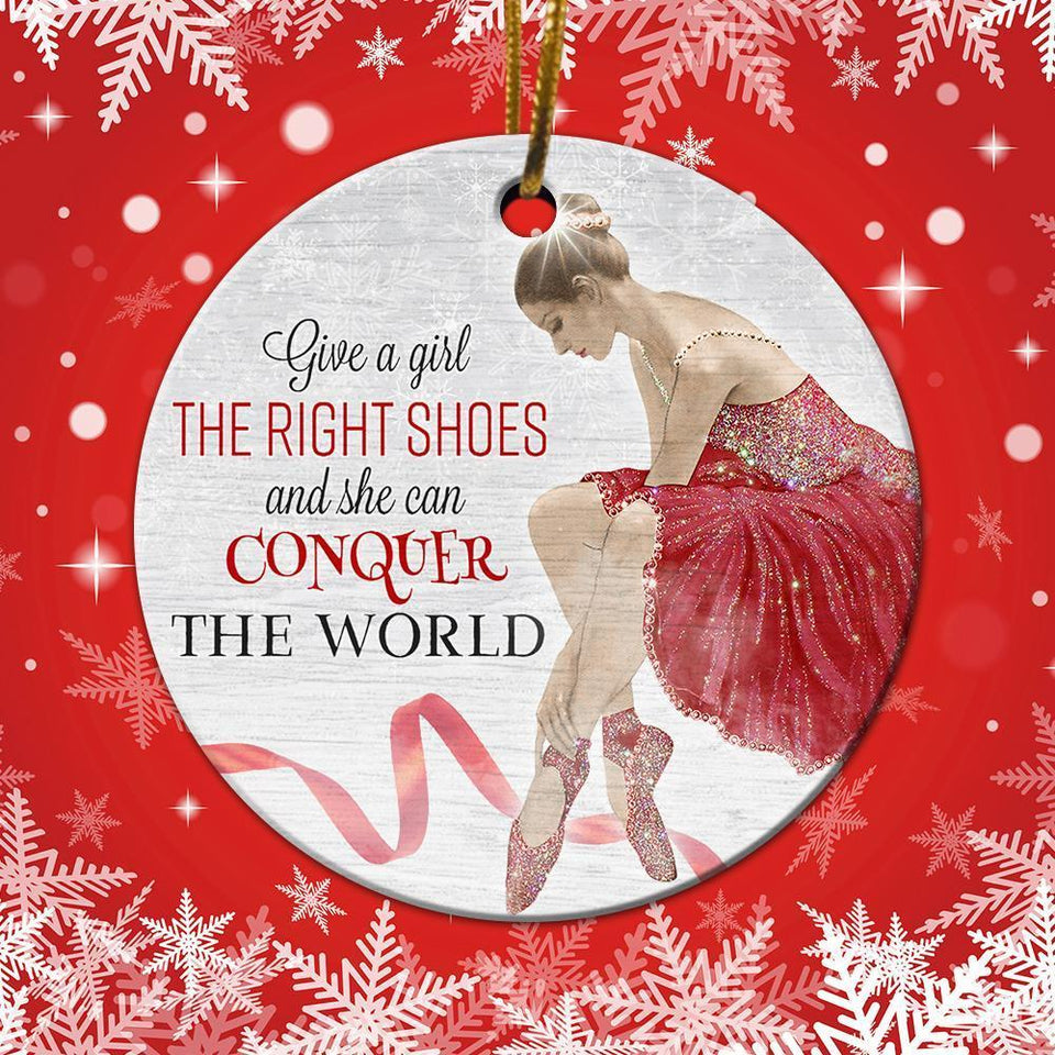 Ballet Girl Ornament, Christmas Ornament, Christmas Gift, Ceramic Circle Ornament