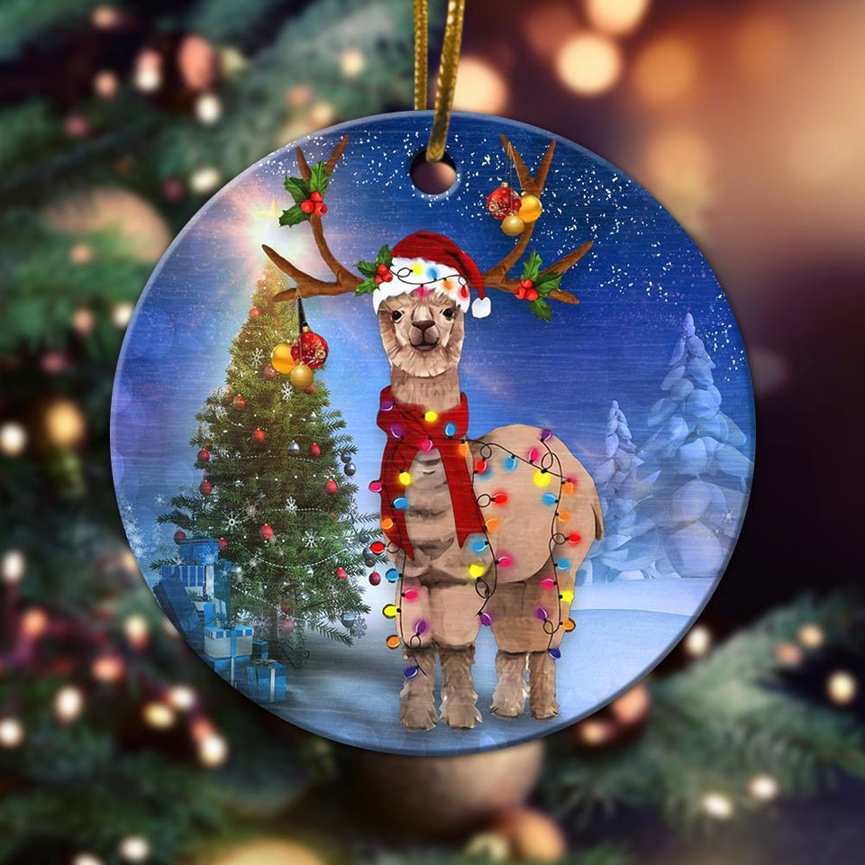 Christmas Camel Ornament, Christmas Ornament, Christmas Gift, Ceramic Circle Ornament