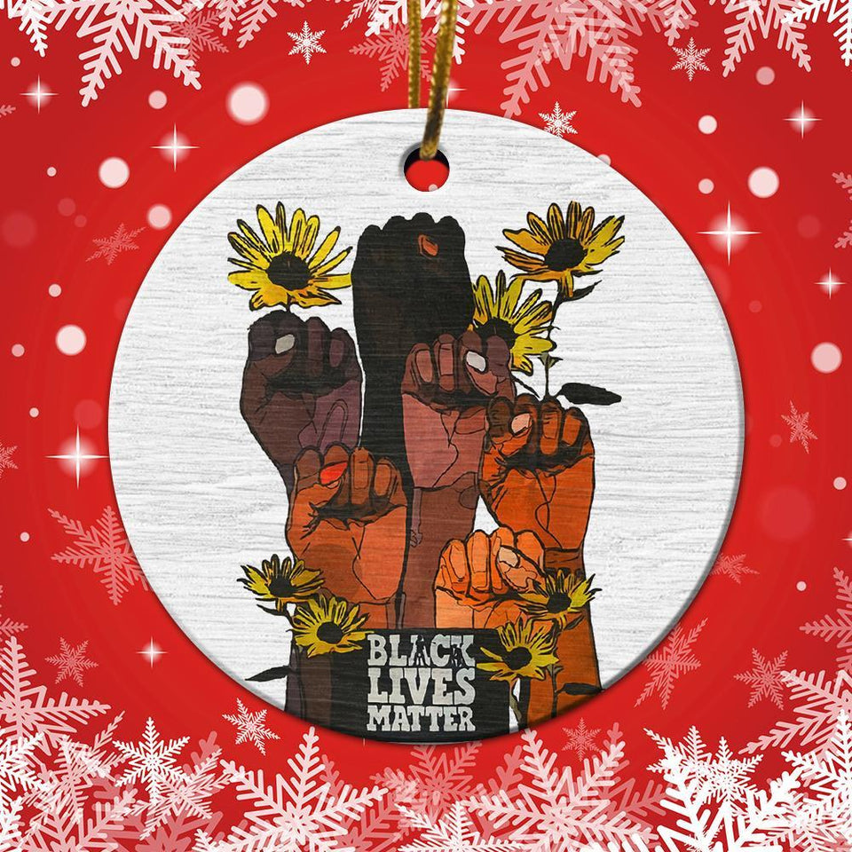 Black Lives Matter Ornament, Christmas Ornament, Christmas Gift, Ceramic Circle Ornament