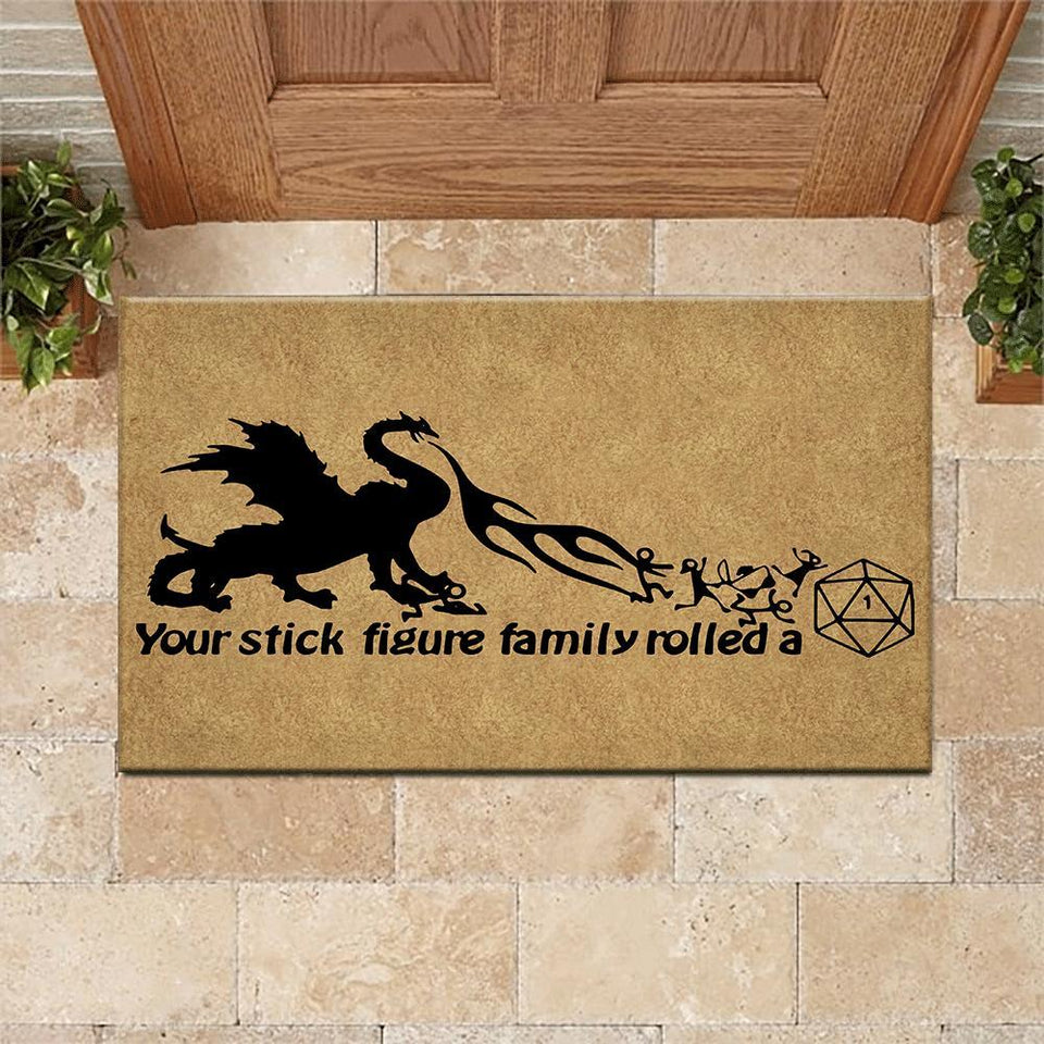 Dnd Your Stick Figure Family Rolled a 1 Welcome Mat House