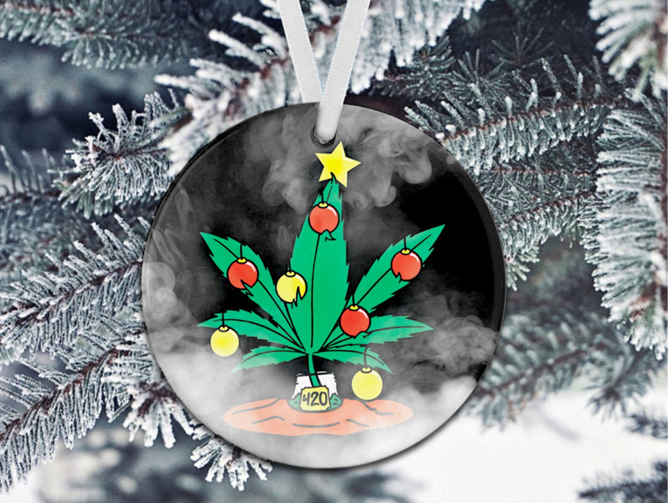 Cannabis Leaf Happy Holidaze Christmas, Christmas Ornament, Christmas Gift