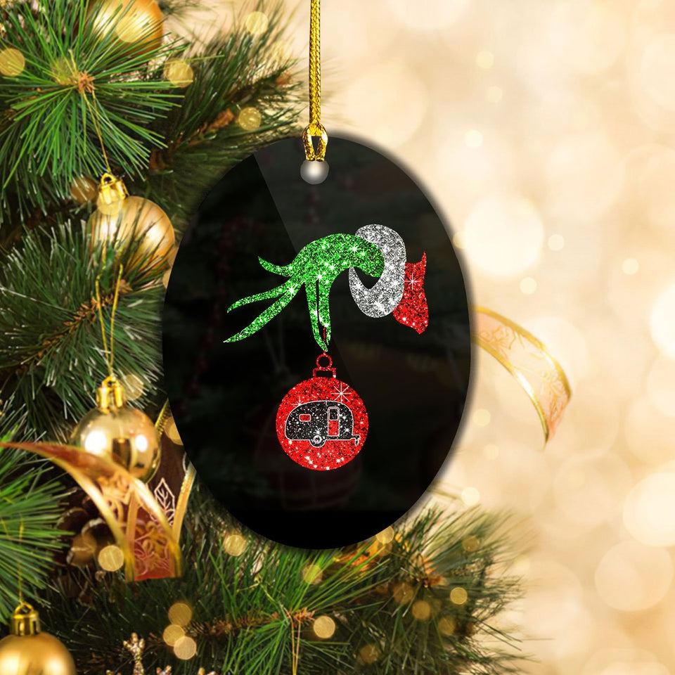 Grinch Hand Camping, Christmas Ornament, Christmas Gift