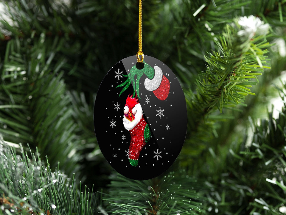 Grinch Hand, Rooster In Christmas Socks, Christmas Ornament, Christmas Gift