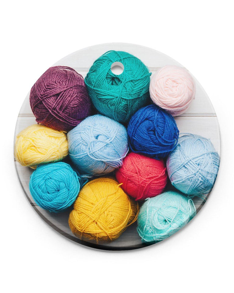 Crochet And Knitting Colorful Wool Yarn Balls Circle Ornament, Christmas Ornament, Christmas Gift