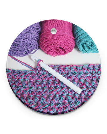 Crochet And Knitting Yarn Circle Ornament, Christmas Ornament, Christmas Gift