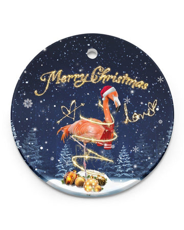 Flamingo Merry Christmas Gift For Flamingo Lovers Circle Ornament, Christmas Ornament, Christmas Gift