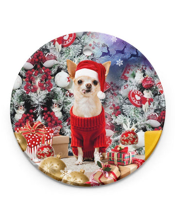 Chihuahua Xmas Gift Boxes Ornament Circle Ornament, Christmas Ornament, Christmas Gift