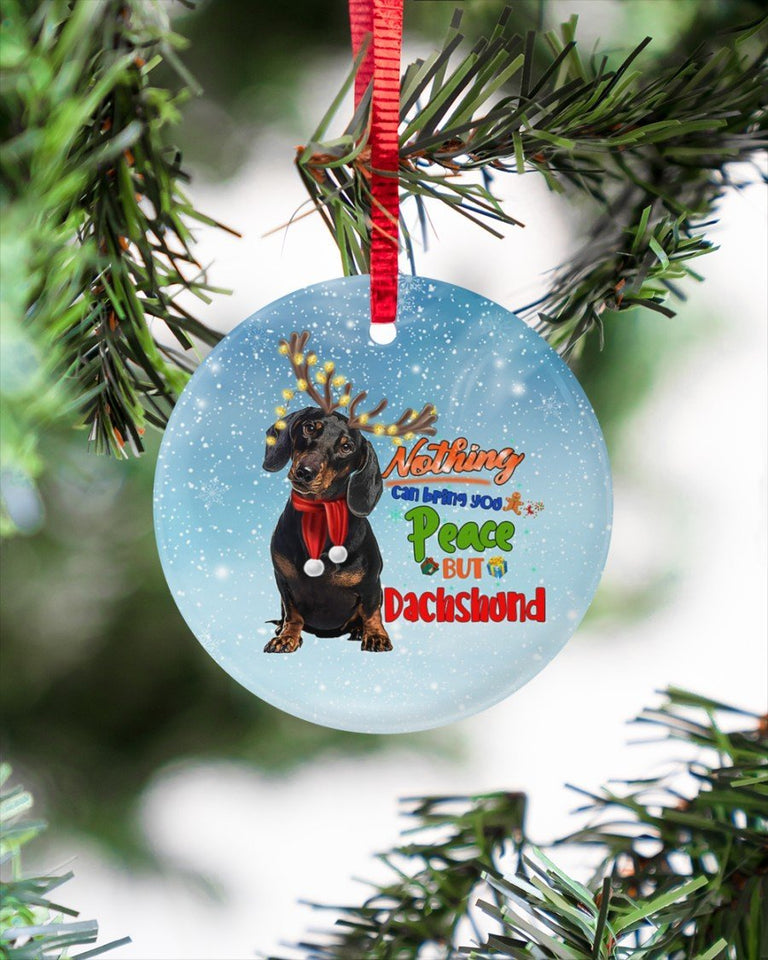 Dachshund Christmas Circle Ornament, Christmas Ornament, Christmas Gift