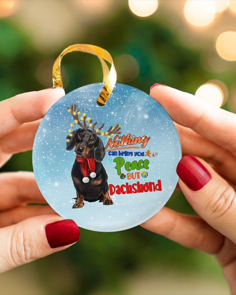 Dachshund Christmas Circle Ornament, Christmas Ornament, Christmas Gift