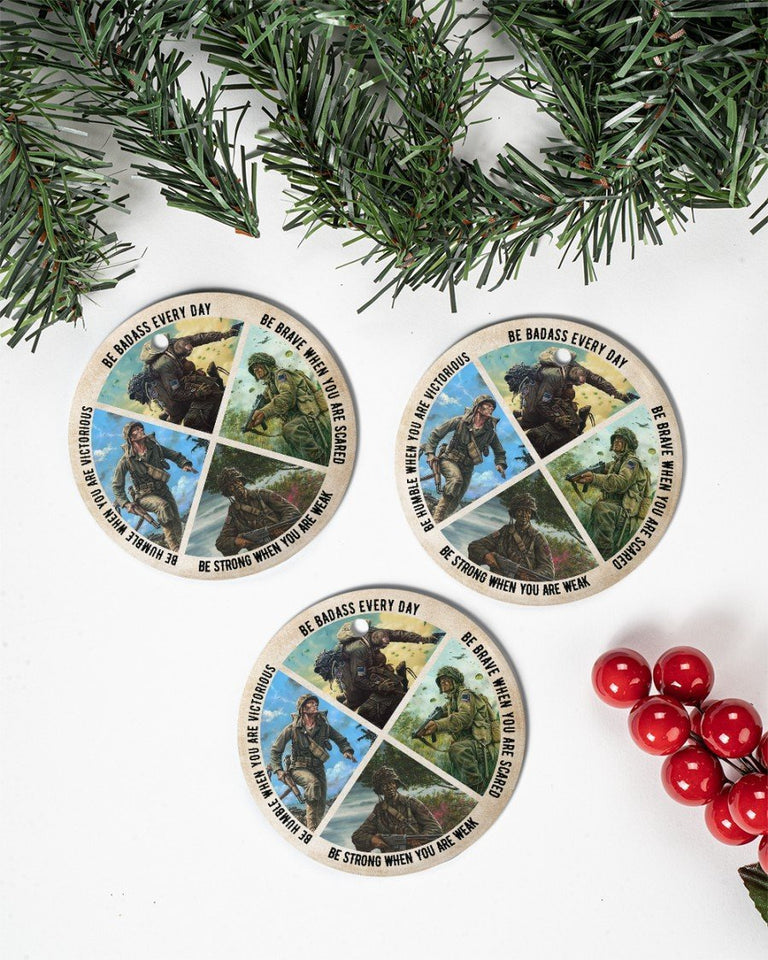 Be Strong When Weak Be Brave Veteran Ornament Circle Ornament, Christmas Ornament, Christmas Gift