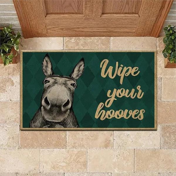 Donkey Wipe Your Hooves Animal Indoor Outdoor Doormat Floor Mat