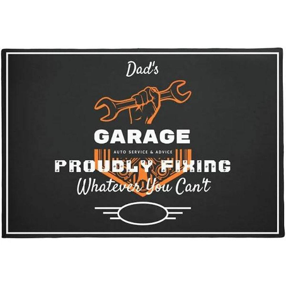 Garage Dad's Proudly Fixing Funny Tool Welcome Mat Housewarming