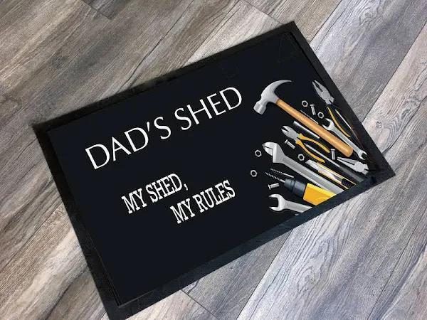 Dad's Shed Welcome Mat Housewarming Gift Home Decor Funny Indoor