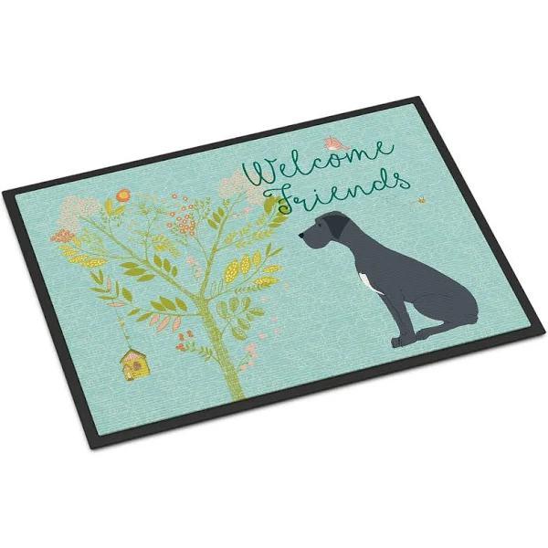 Welcome Friends Black Great Dane Dog Welcome Mat Housewarming