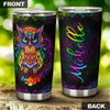 Camellia Personalized Henna Hippie Colorful Owl Graphics Stainless Steel Tumbler - Double-Walled Insulation Travel Thermal Cup With Lid For Hipster