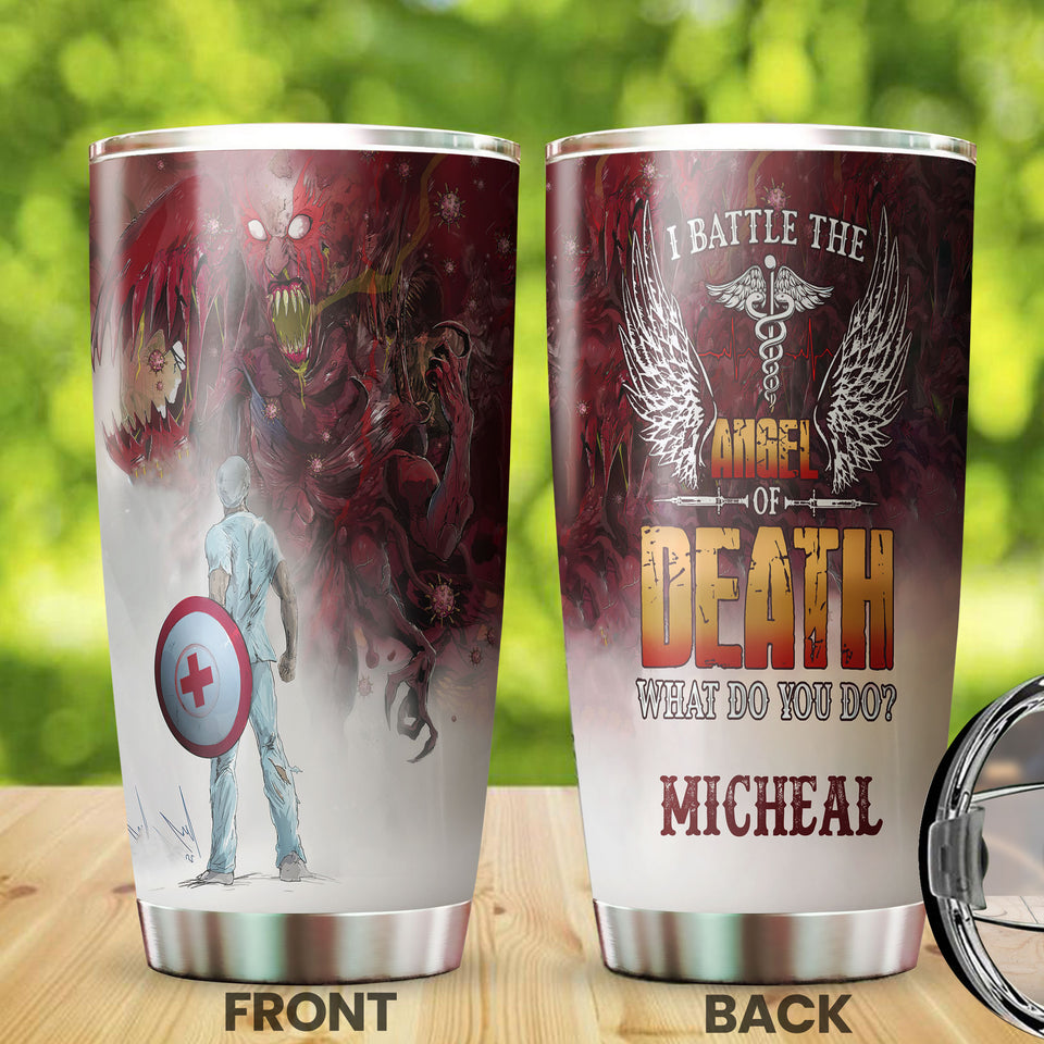 Personalized I Battle the Angel of Death Stainless Steel Tumbler - General Tumbler view #7
