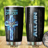 Camellia Personalized American USA Glag Correctional Officer Stainless Steel Tumbler - Double-Walled Insulation Thermal Cup With Lid Gift For Police Officer Military 4th Of July