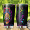 Camellia Personalized Henna Hippie Colorful Owl Graphics Stainless Steel Tumbler - Double-Walled Insulation Travel Thermal Cup With Lid For Hipster