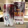 Personalized I Battle the Angel of Death Stainless Steel Tumbler - double-wall vacuum insulated coffee travel tumbler detail