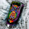 Camellia Personalized Henna Hippie Colorful Owl Graphics Stainless Steel Tumbler - Double-Walled Insulation Travel Thermal Cup With Lid For Hipster