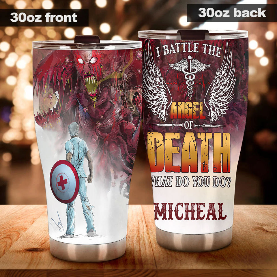 Personalized I Battle the Angel of Death Stainless Steel Tumbler - General Tumbler view #4