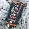 Personalized Girl Love Books and Cats Stainless Steel Tumbler - durable hot & cold beverage tumbler view #3