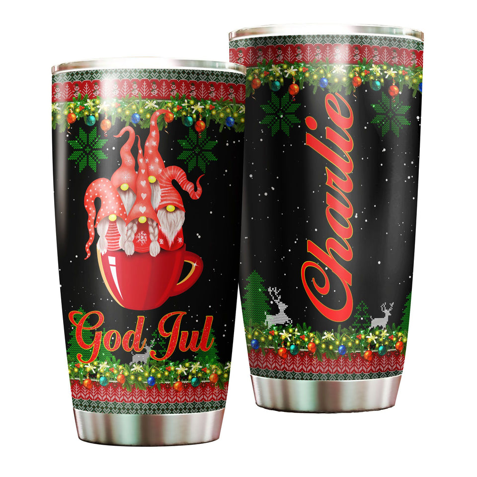 Personalized Christmas Trees Gnomes Stainless Steel Tumbler - General insulated stainless steel tumbler drinkware preview
