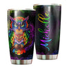 Camellia Personalized Henna Hippie Colorful Owl Graphics Stainless Steel Tumbler - Double-Walled Insulation Travel Thermal Cup With Lid For Hipster