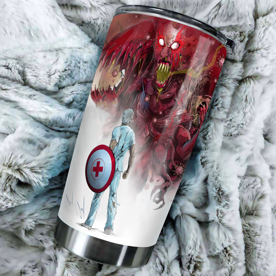 Personalized I Battle the Angel of Death Stainless Steel Tumbler - durable hot & cold beverage tumbler view #3
