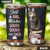 Personalized Girl Love Books and Cats Stainless Steel Tumbler - General Tumbler view #5