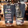 Personalized Girl Love Books and Cats Stainless Steel Tumbler - General Tumbler view #4