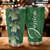 Camellia Personalized Green Turtles Ceramic Style Graphics Stainless Steel Tumbler - Double-Walled Insulation Travel Thermal Cup With Lid Gift For Pet Turtle Lover