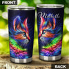 Camellia Personalized Tye Dye Colorful Cat Kitten Stainless Steel Tumbler - Double-Walled Insulation Thermal Cup With Lid Gift For Pet Lover Cat Mom