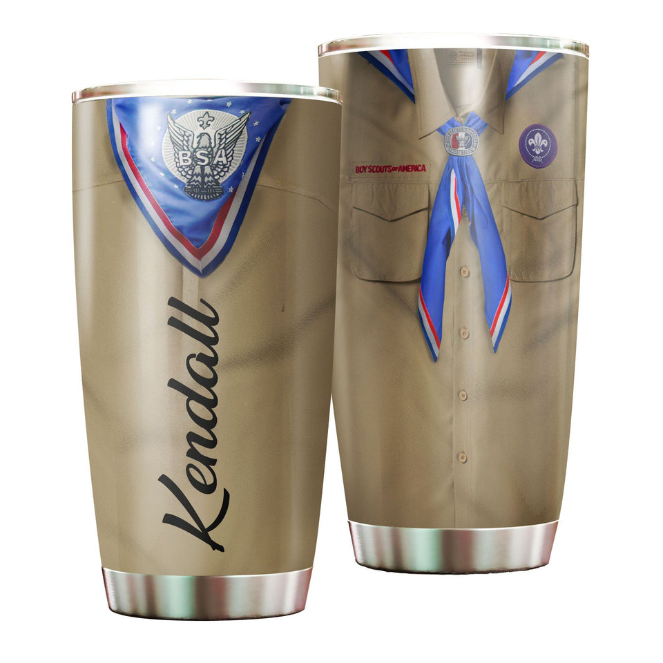 Camellia Personalized Boyscouts Of American Uniform Stainless Steel Tumbler - Double-Walled Insulation Travel Thermal Cup With Lid Gift For Boy Scouts Teenager