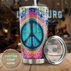 Camellia Personalized Colorful Peace Hippie Soul Graphics Stainless Steel Tumbler - Double-Walled Insulation Travel Thermal Cup With Lid Gift For Peace Lover Hipster Girl Boy