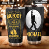 Camellia Personalized Bigfoot World Champion Social Distancing Stainless Steel Tumbler - Double-Walled Insulation Travel Thermal Cup With Lid Gift For Yeti Sasquatch Believer