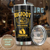 Camellia Personalized Bigfoot World Champion Social Distancing Stainless Steel Tumbler - Double-Walled Insulation Travel Thermal Cup With Lid Gift For Yeti Sasquatch Believer