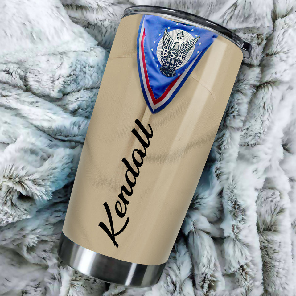 Camellia Personalized Boyscouts Of American Uniform Stainless Steel Tumbler - Double-Walled Insulation Travel Thermal Cup With Lid Gift For Boy Scouts Teenager