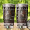 Camellia Personalized Viking Warrior Horse Graphics Wooden Style Stainless Steel Tumbler - Double-Walled Insulation Thermal Cup With Lid Gift For Viking Horse Lover