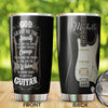 Camellia Personalized God Grant Me Wisdom To Play Guitar Stainless Steel Tumbler - Double-Walled Insulation Travel Thermal Cup With Lid Gift For Guitarist Bass Player